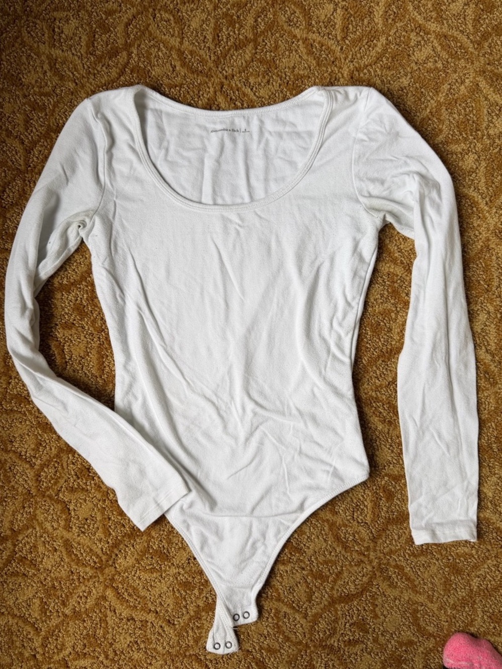 Abercrombie & Fitch Long Sleeve Scoop Neck Bodysuit White Small